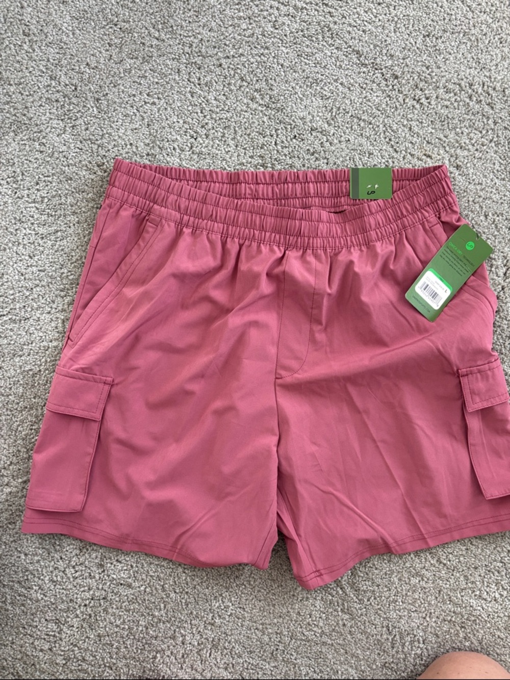Men's Rose Pink Cargo Shorts with Elastic Waist